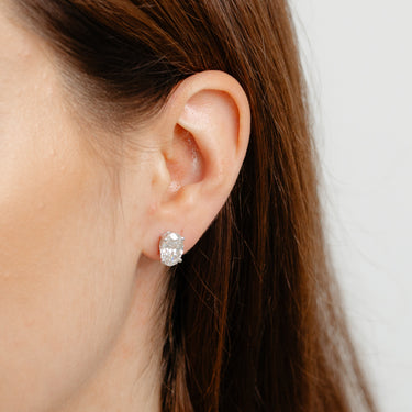 Luminesce Lab Grown 5 Carat Diamond Oval Solitaire Stud Earrings in 9ct White Gold