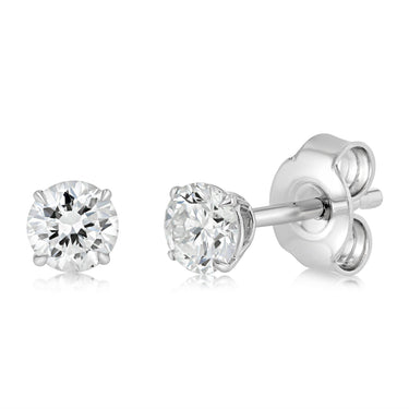 Luminesce Lab Grown 1 Carat Diamond Solitaire Stud Earrings in Platinum Plated Sterling Silver