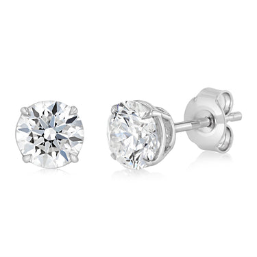 Luminesce Lab Grown 2 Carat Diamond Solitaire Stud Earrings in Platinum Plated Sterling Silver