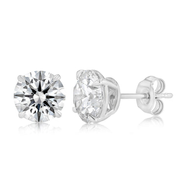 Luminesce Lab Grown 4 Carat Diamond Solitaire Stud Earrings in Platinum Plated Sterling Silver