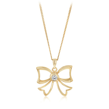 Luminesce Lab Grown 1/10 Carat Diamond Ribbon Pendant in Gold Plated Silver