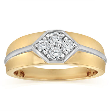 Luminesce Lab Grown 1/2 Carat Diamond Gents Ring in Gold Plated Sterling Silver