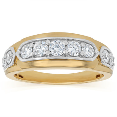 Luminesce Lab Grown 1 Carat Diamond Gents Ring in Gold Plated Sterling Silver