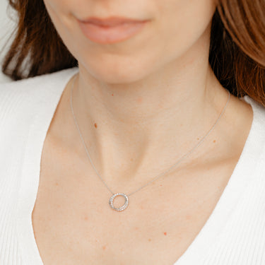 Luminesce Lab Grown 1/5 Carat Diamond Circle Pendant on Cable Chain in Sterling Silver