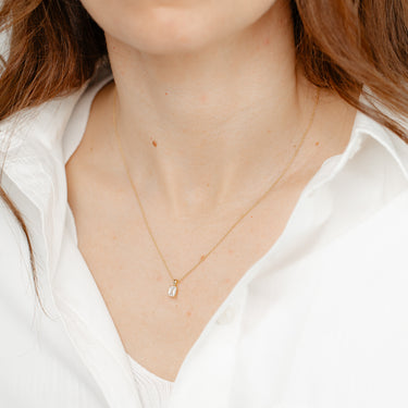 Luminesce Lab Grown 1/2 Carat Diamond Emerald Pendant on Chain in Gold Plated Sterling Silver
