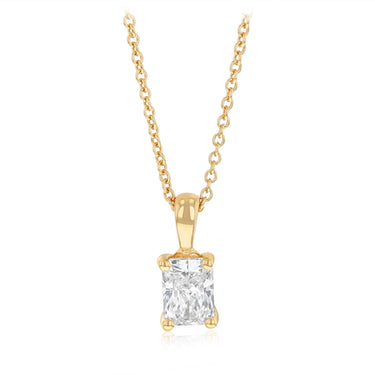 Luminesce Lab Grown 1/2 Carat Diamond Radiant Pendant on Chain in Gold Plated Sterling Silver