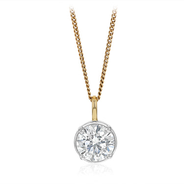 Luminesce Lab Grown 1.70 Carat Diamond Pendant in 9ct Yellow Gold and Sterling Silver