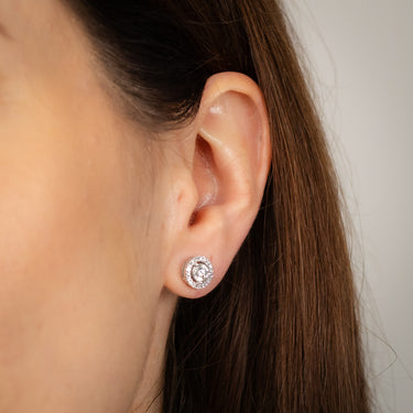 Luminesce Lab Grown 1 Carat Diamond Halo Stud Earrings in Sterling Silver