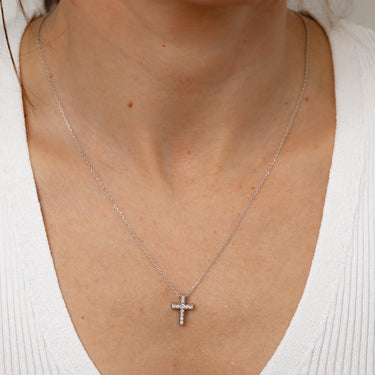Luminesce Lab Grown 1/4 Carat Diamond Cross Pendant in Sterling Silver on Chain