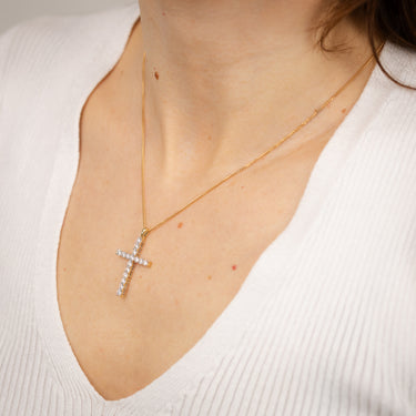 Luminesce Lab Grown 1 Carat Cross Pendant in 9ct Yellow Gold