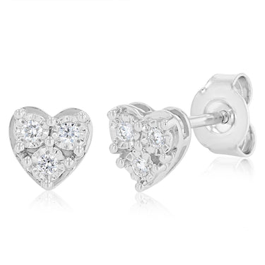 Luminesce Lab Grown 1/10 Carat Diamond Heart Stud Earrings in Sterling Silver