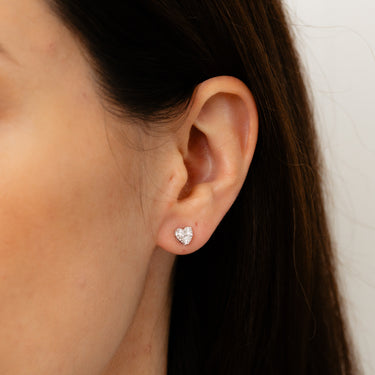 Luminesce Lab Grown 1/10 Carat Diamond Heart Stud Earrings in Sterling Silver