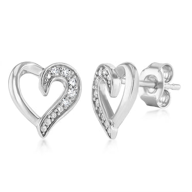 Luminesce Lab Grown 1/10 Carat Diamond Heart Stud Earrings in Sterling Silver