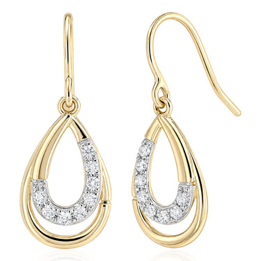 Luminesce Lab Grown 1/6 Carat Diamond Drop Earrings in 9ct Yellow Gold
