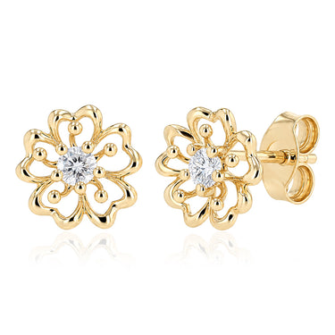 Luminesce Lab Grown 1/6 Carat Flower Stud Earrings in 9ct Yellow Gold