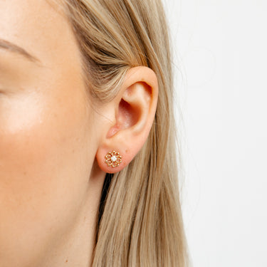 Luminesce Lab Grown 1/6 Carat Flower Stud Earrings in 9ct Yellow Gold