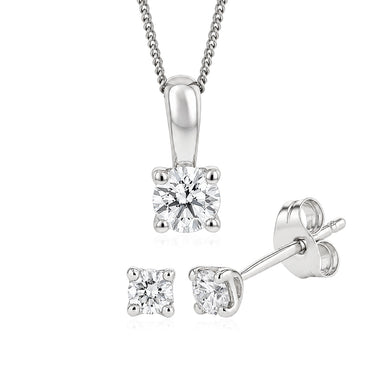 Luminesce Lab Grown 1/3 Carat Diamond Stud Earrings & Penndant on 45cm Chain Set in 9ct White Gold