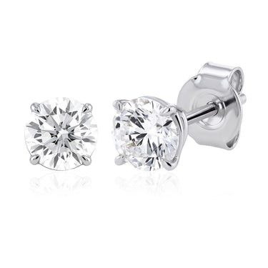Luminesce Lab Grown 1 Carat Diamond Solitaire Stud Earrings in Sterling Silver
