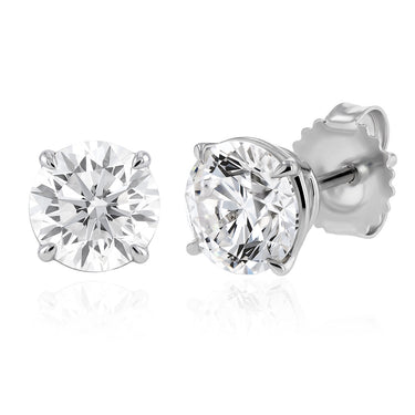 Luminesce Lab Grown 3 Carat Diamond Solitaire Stud Earrings in Sterling Silver