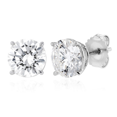 Luminesce Lab Grown 4 Carat Diamond Solitaire Stud Earrings in Sterling Silver
