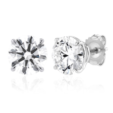 Luminesce Lab Grown 5 Carat Diamond Solitaire Stud Earrings in Sterling Silver