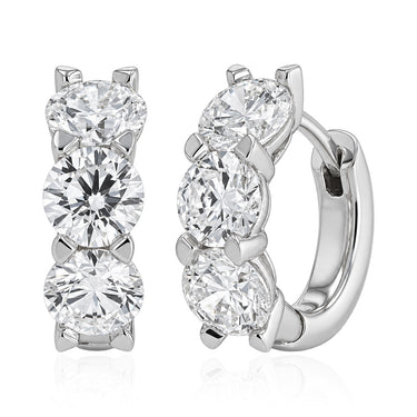 Luminesce Lab Grown 3 Carat Diamond Hoop Earrings in Sterling Silver