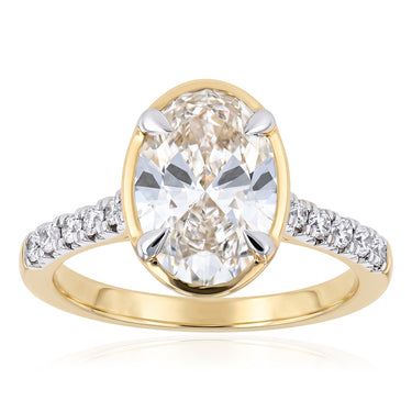 Luminesce Lab Grown 2.7 Carat Diamond with Oval Centre Bezel Ring in 9ct Yellow Gold