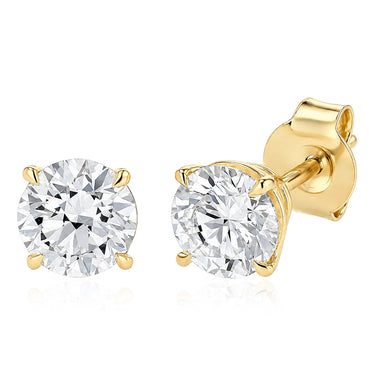 Luminesce Lab Grown 1.5 Carat Diamond Solitaire Stud Earrings in Gold Plated Sterling Silver