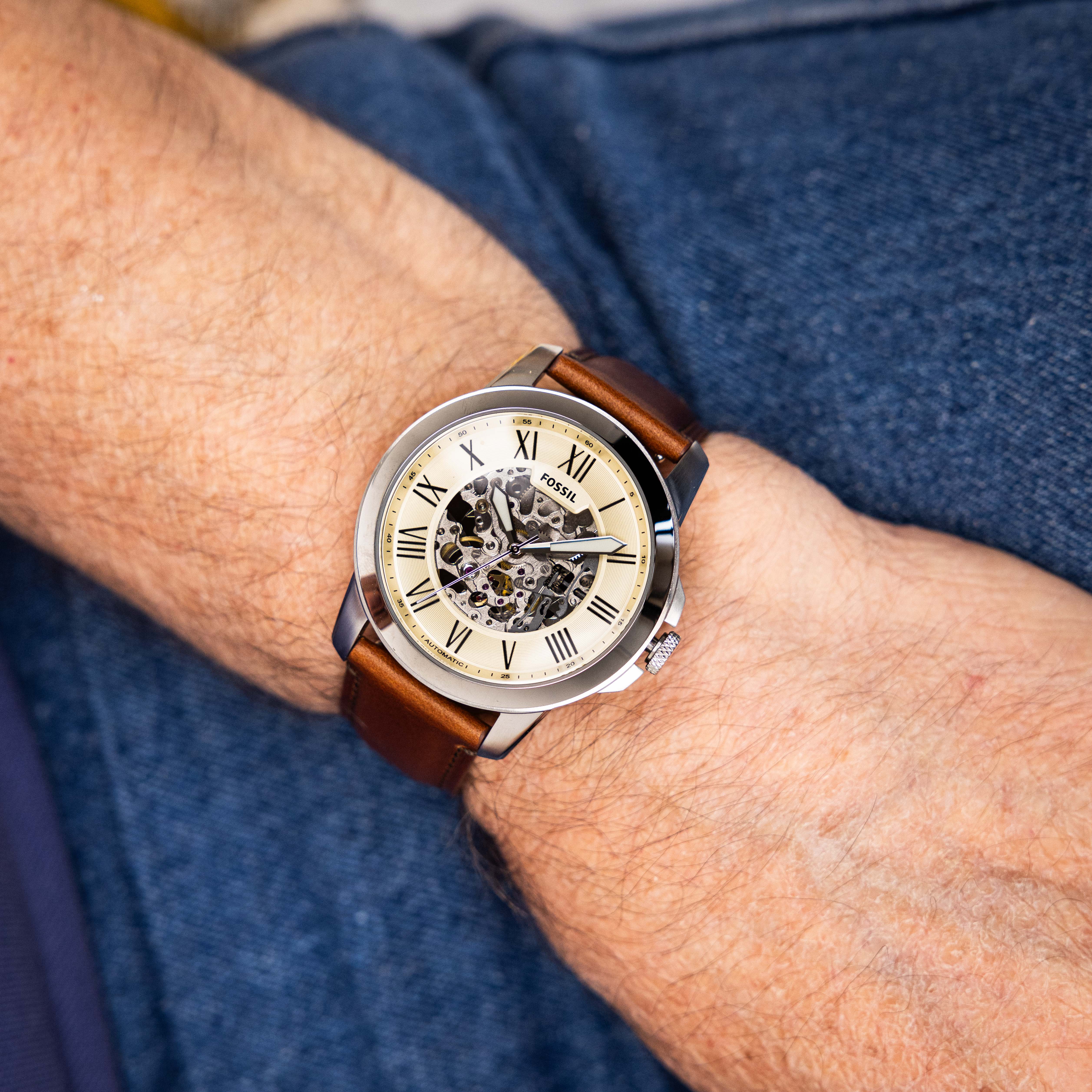 Fossil 'Grant' ME3099 Automatic Brown Leather Gents Watch ICE