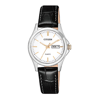 Citizen EQ059911A Black Leather Band Womens Watch