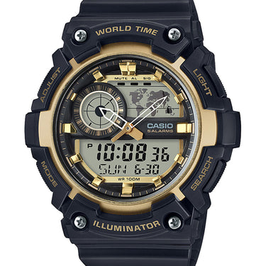 Casio AEQ200W-9A Digital Analogue Black Resin Mens