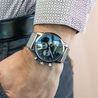 Harison Crew G0099SNS Stainless Steel Watch with Decorative Sub-Dials