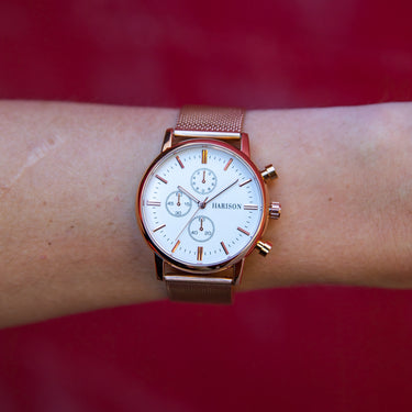 Harison Ezra GH025-GWG Rose Gold-Plated Stainless Steel Watch with Decorative Sub-Dials