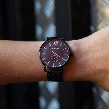 Harison Otto G15010 Black Stainless Steel Watch with Decorative Sub-Dials