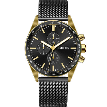 Harison Nash XM422Y Black Stainless Steel Watch with Decorative Sub-Dials