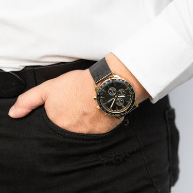 Harison Nash XM422Y Black Stainless Steel Watch with Decorative Sub-Dials