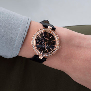 Furla WW00030002L3 Logo Black leather Womens Watch