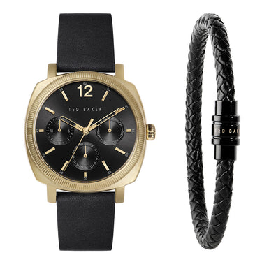 Ted Baker BKGFW2222 Boxset Black Leather Watch and Bracelet