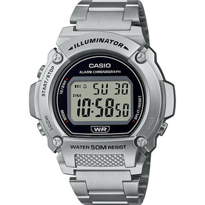 Casio W219HD-1 Digital Stainless Steel Watch