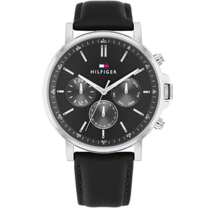 Tommy Hilfiger 1710586 Tyson Black Multi-Function Leather Mens Watch