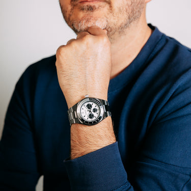 Harison Santos XS574-SBW Stainless Steel Watch with Decorative Sub Dials