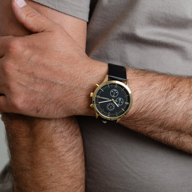 Harison Ezra GH025-YBB 40mm Black Leather Watch