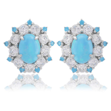 OPAL GLOW BARANGAROO BLUE CREATED OPAL EARRINGS