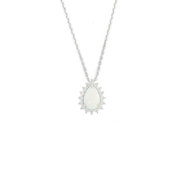 OPAL GLOW ROZELLE WHITE CREATED OPAL PENDANT SILVER