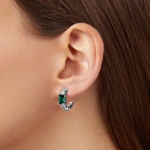 Chiara Ferragni Emerald Silver and Green Zirconia Small Hoop Earrings