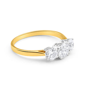 9ct Yellow Gold Trilogy Cubic Zirconia Ring
