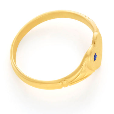 9ct Yellow Gold Sapphire Heart Signet Ring Size L