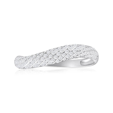 9ct White Gold Cubic Zirconia Interlocking Wave Ring
