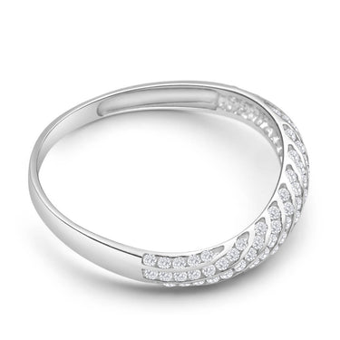 9ct White Gold Cubic Zirconia Interlocking Wave Ring