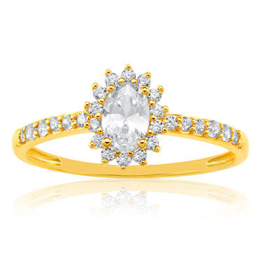 9ct Yellow Gold Zirconia Cluster Ring